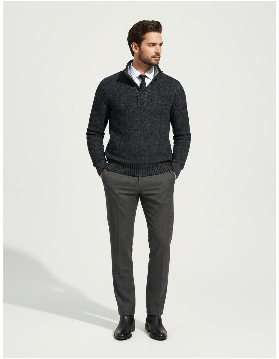 Men's Long Sleeve Knitted Pullover Sweater