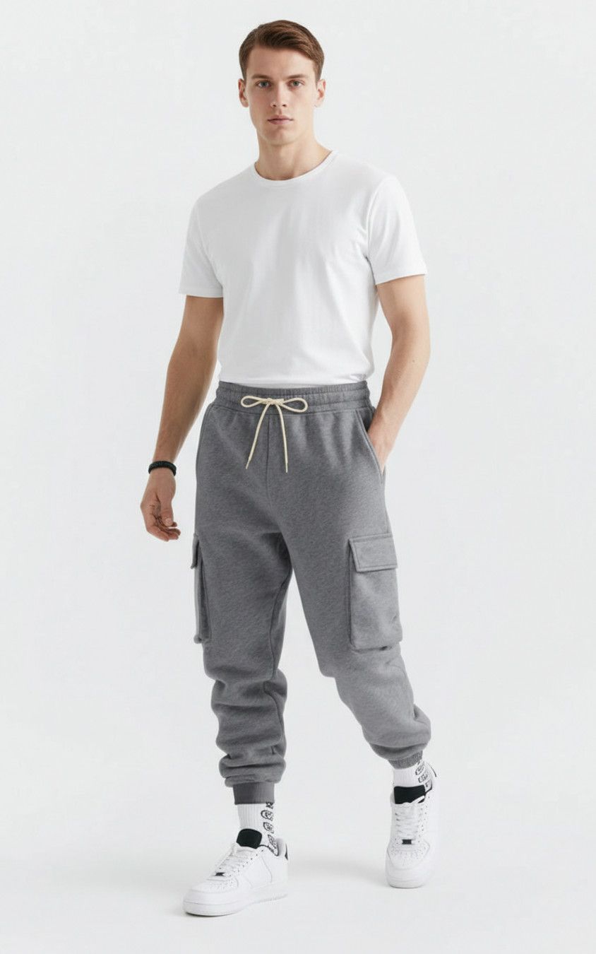 Heavyweight Relaxed Fit Cargo Pants with Pockets NDF-00038