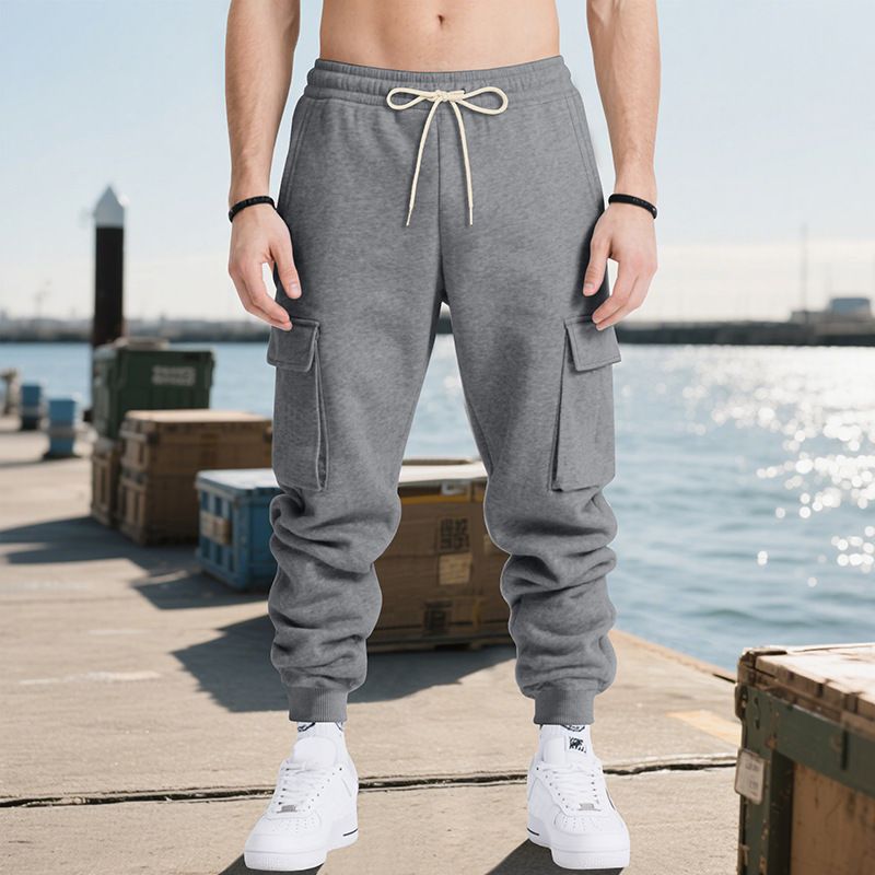 Pantalones cargo holgados de corte pesado con bolsillos NDF-00038