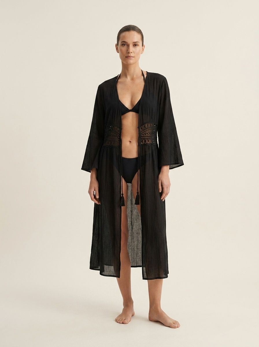 Women's Sheer Crochet Beach Cover Up Kimono Swimsuit