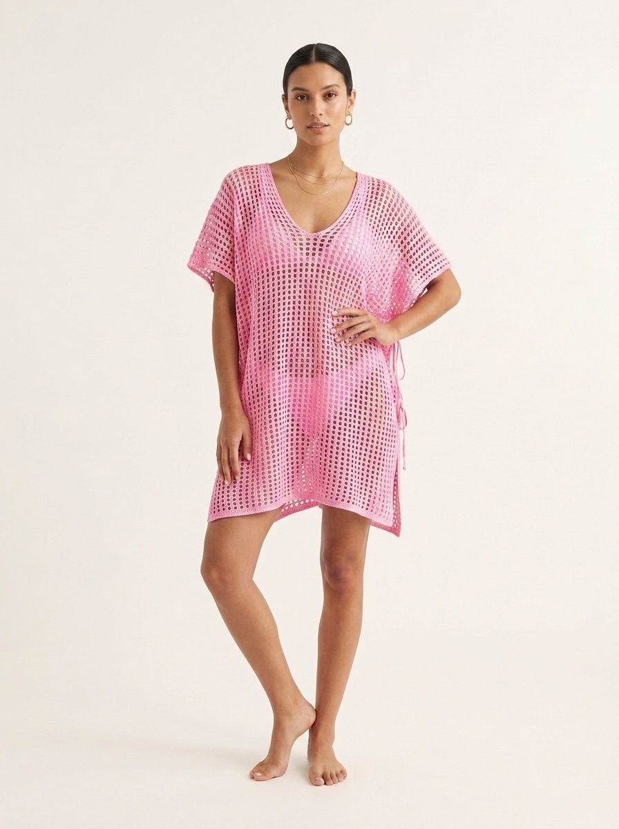 Women's Crochet Knit Beach Cover Up V-Neck Swimsuit Dress