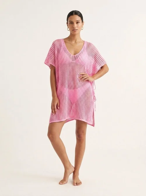 Women's Crochet Knit Beach Cover Up V-Neck Swimsuit Dress