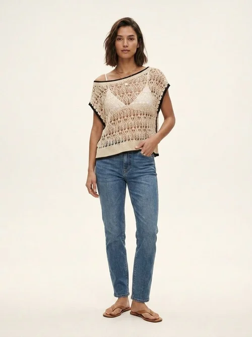 Chic Crochet Knit Off-Shoulder Top - Summer Beach Cover-Up