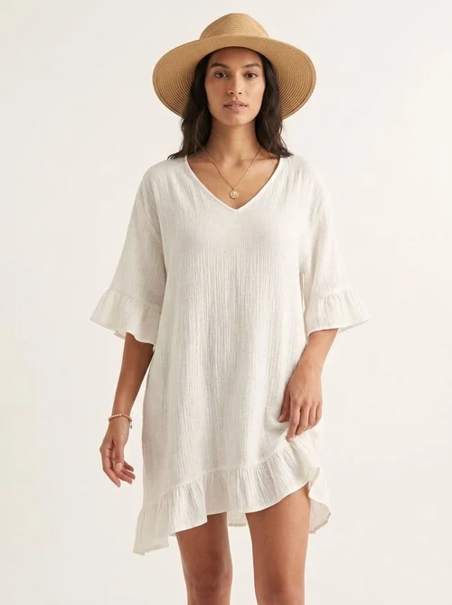 Women's Crochet Butterfly Back Beach Cover Up Tunic Dress