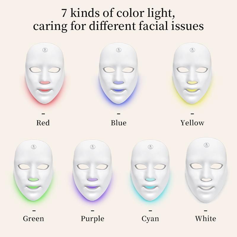 Masque facial de luminothérapie LED 7 couleurs - Soin anti-âge