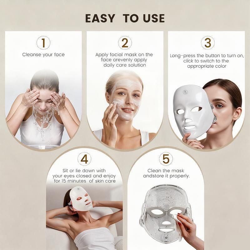 Masque facial de luminothérapie LED 7 couleurs - Soin anti-âge