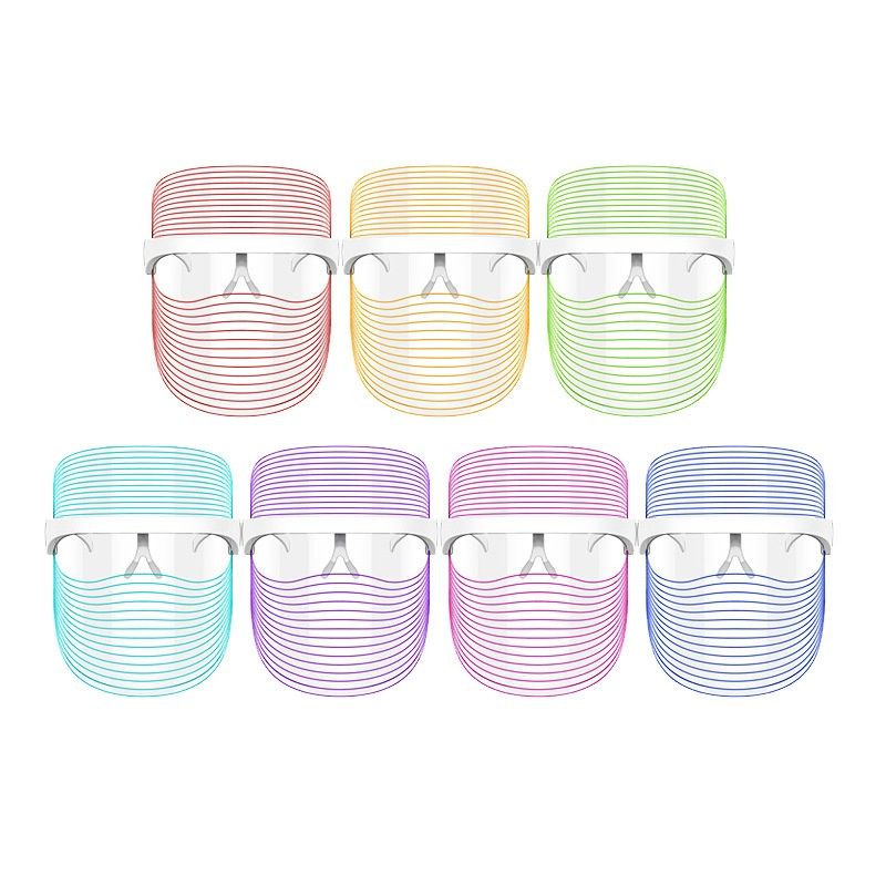 Masque transparent pour le visage par luminothérapie LED - Rajeunissement de la peau en 7 couleurs
