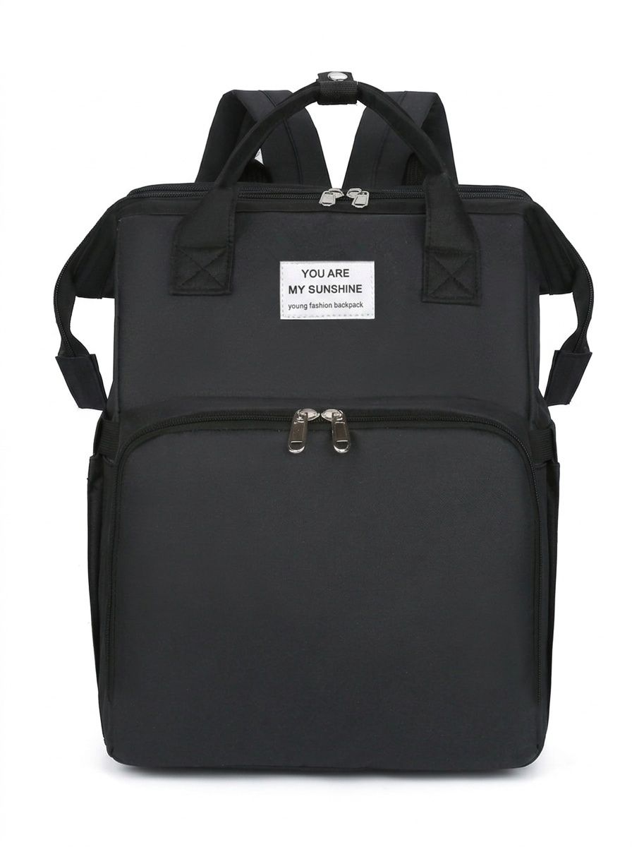 Zaino fasciatoio 2 in 1 con culla portatile, fasciatoio, tasche termiche e porta di ricarica USB.