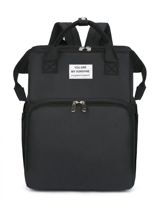 Zaino fasciatoio 2 in 1 con culla portatile, fasciatoio, tasche termiche e porta di ricarica USB.