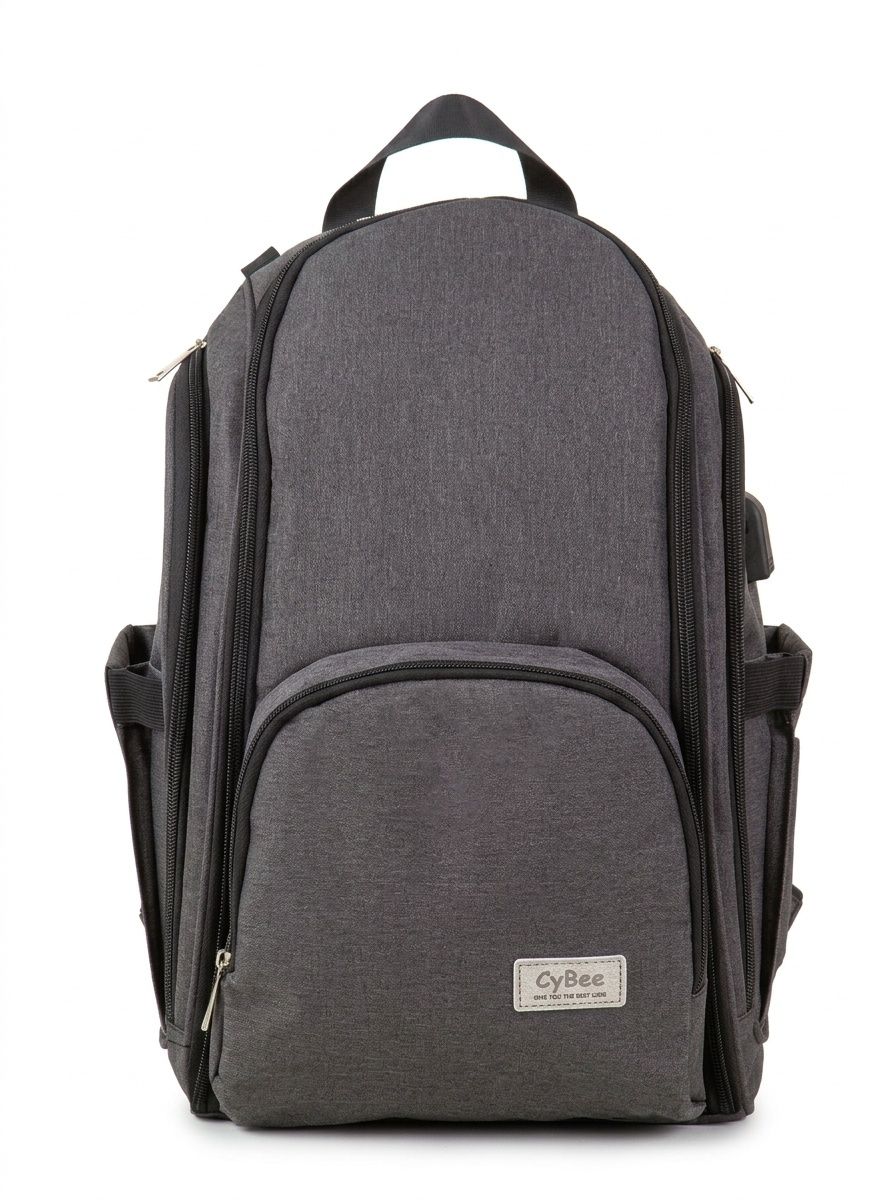 Zaino fasciatoio di grande capacità, borsa da viaggio impermeabile in tessuto Oxford con porta USB, tasche termiche per biberon e cinghie per passeggino.