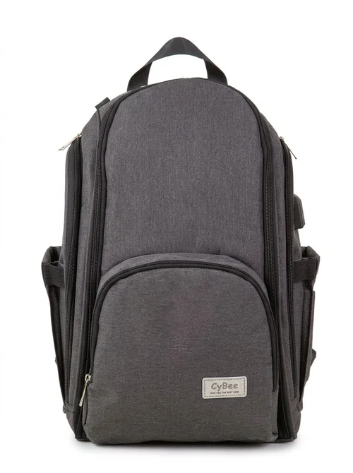 Zaino fasciatoio di grande capacità, borsa da viaggio impermeabile in tessuto Oxford con porta USB, tasche termiche per biberon e cinghie per passeggino.