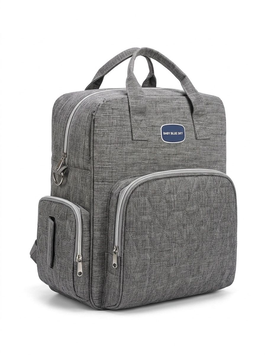 Zaino fasciatoio multifunzionale con fasciatoio pieghevole, borsa da viaggio per neonati in tessuto Oxford impermeabile con tasche termiche.