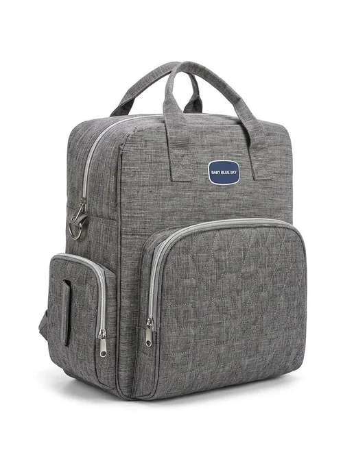 Zaino fasciatoio multifunzionale con fasciatoio pieghevole, borsa da viaggio per neonati in tessuto Oxford impermeabile con tasche termiche.