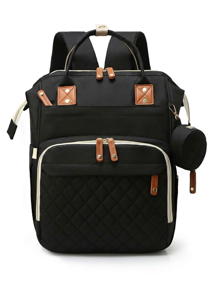 Zaino fasciatoio multifunzionale, borsa da viaggio per neonati con porta di ricarica USB, tasche termiche e cinghie per passeggino.