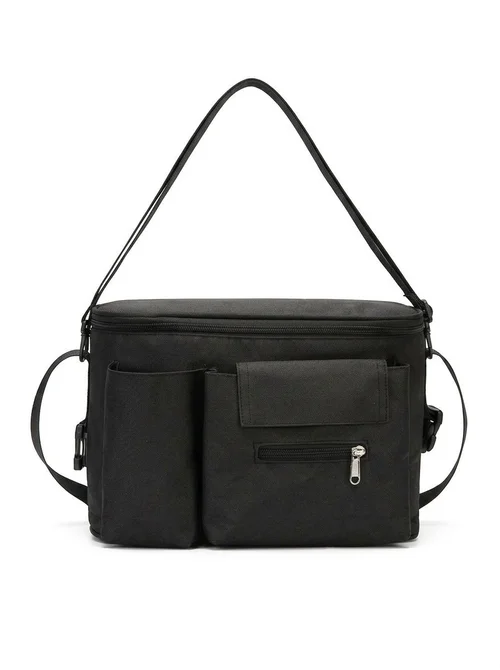Borsa organizer universale per passeggino con tracolla removibile, portabicchieri termici e numerose tasche per riporre gli accessori essenziali del bambino.