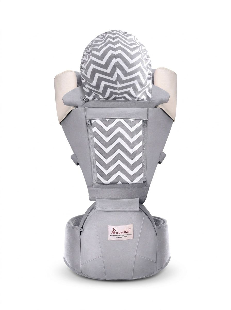 Ergonomic Baby Carrier with Detachable Hip Seat, Multi-Position Infant Carrier with Lumbar Support and Storage Pockets for 0-36 Months