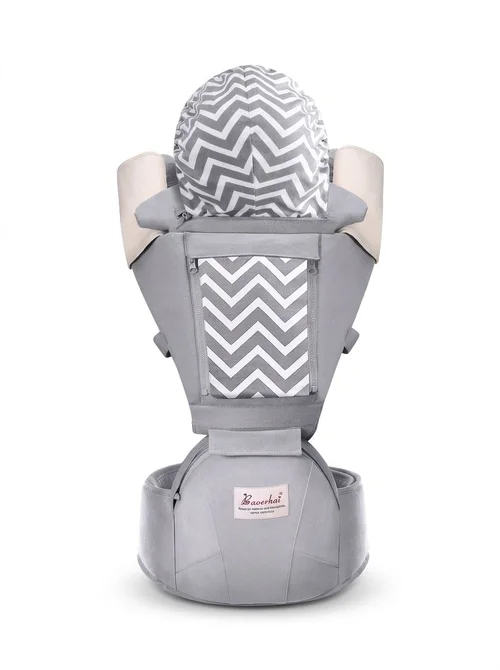 Ergonomic Baby Carrier with Detachable Hip Seat, Multi-Position Infant Carrier with Lumbar Support and Storage Pockets for 0-36 Months