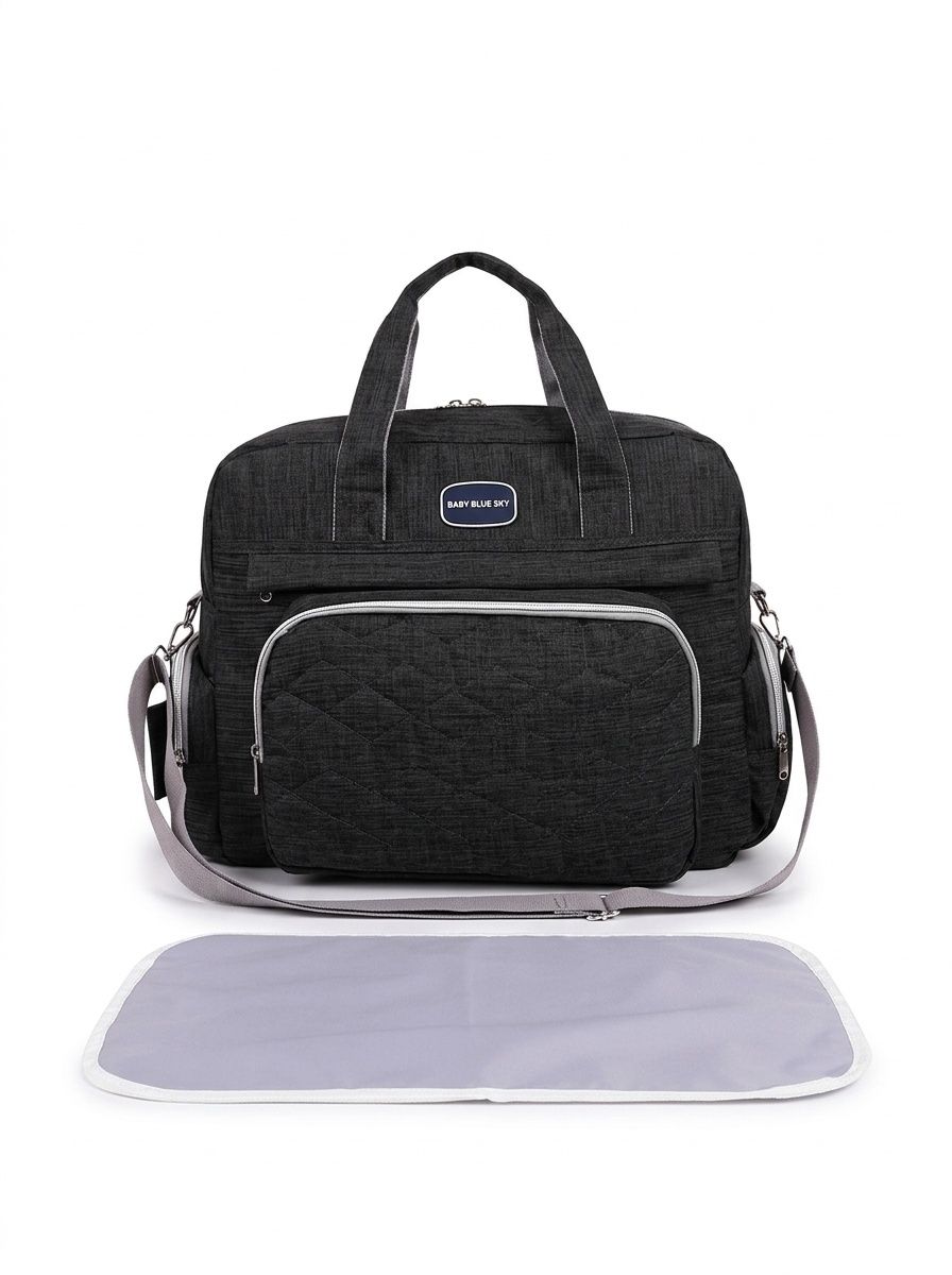 Borsa fasciatoio trapuntata multi-scomparto, impermeabile, ideale per i viaggi, con fasciatoio imbottito e tasche termiche.