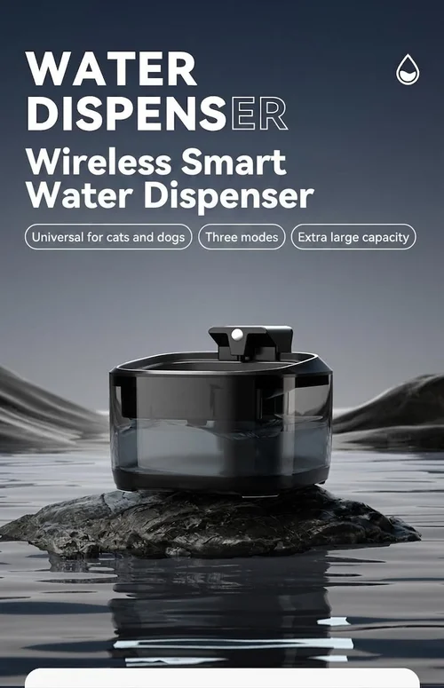 Fontana d'acqua wireless intelligente per animali domestici, dispenser per cani e gatti - Modello FT999