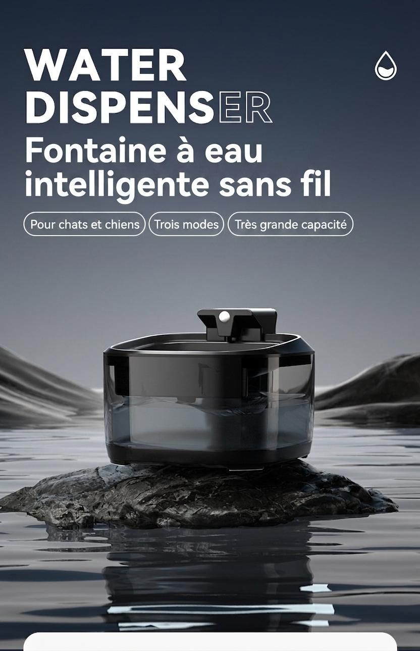 Fontaine à eau intelligente sans fil pour animaux de compagnie (chats et chiens) - Modèle n° FT999