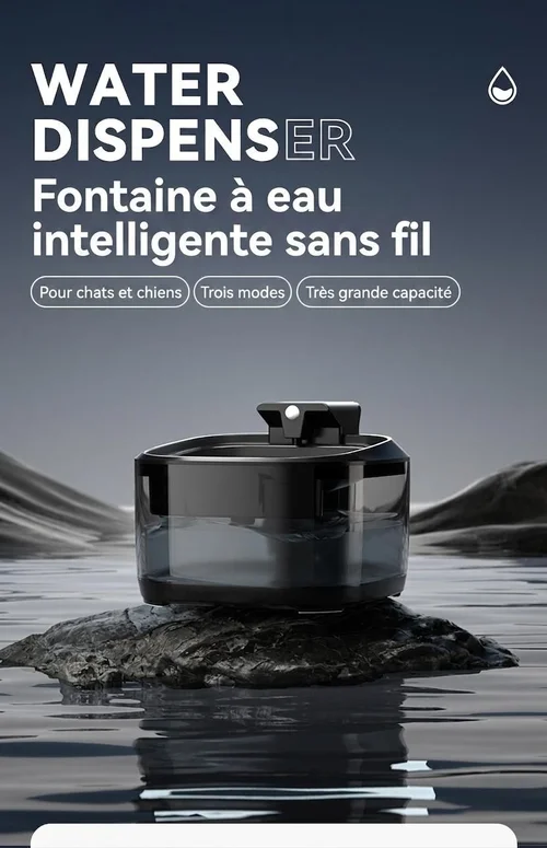 Fontaine à eau intelligente sans fil pour animaux de compagnie (chats et chiens) - Modèle n° FT999
