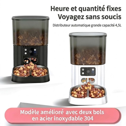 Distributeur automatique de croquettes intelligent Wi-Fi pour chats et chiens - 4,5 L - Forme carrée