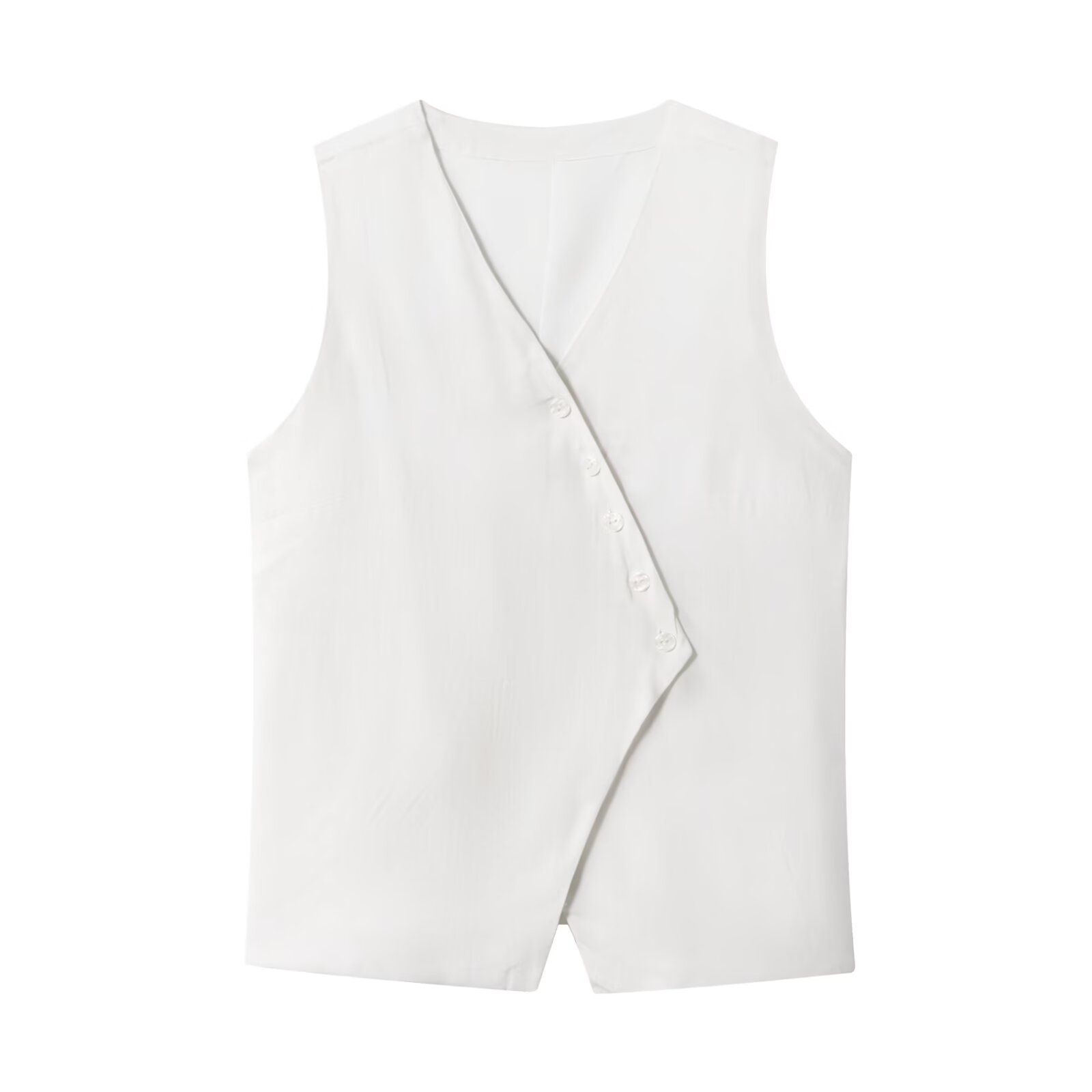 Linen Wide Leg Pants Vest Set - Asymmetric American Style KUN-00049