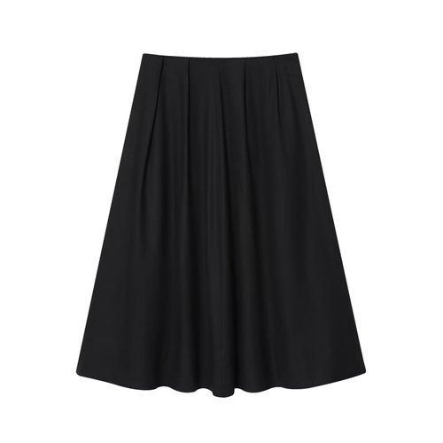 Completo composto da top senza maniche e gonna a pieghe in lino - Bianco e nero KUN-00044
