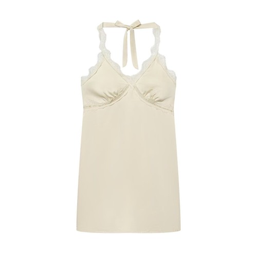 Lace Halter Slip Dress - Elegant & Versatile KUN-00117