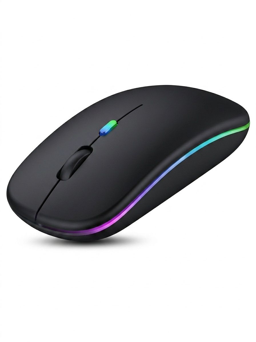 Ergonomic RGB Wireless Mouse, Dual-Mode Bluetooth 5.1 & 2.4G, 500mAh Battery