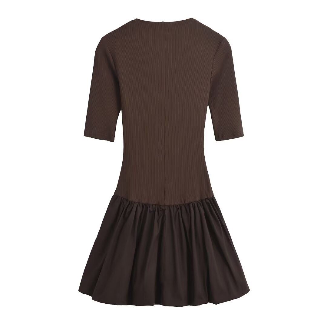 Robe courte patchwork classique pour femme KUN-00148