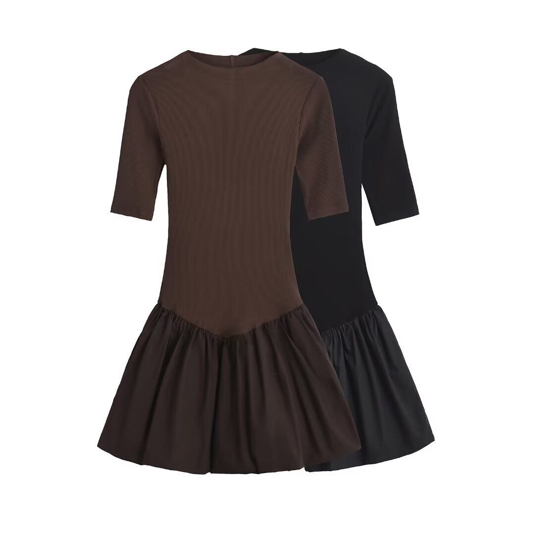 Robe courte patchwork classique pour femme KUN-00148