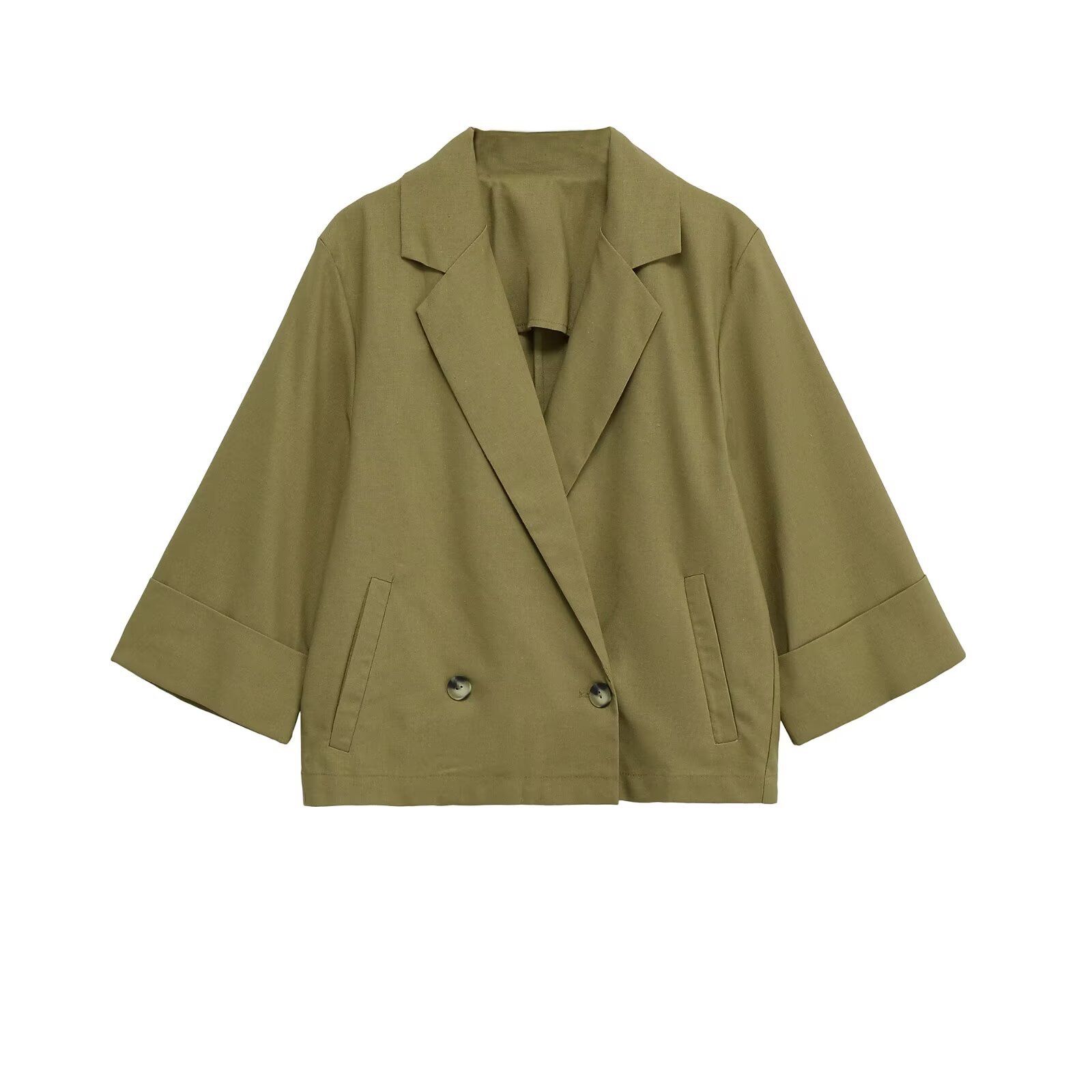 Blazer croisé en lin mélangé - Veste femme style européen KUN-00022