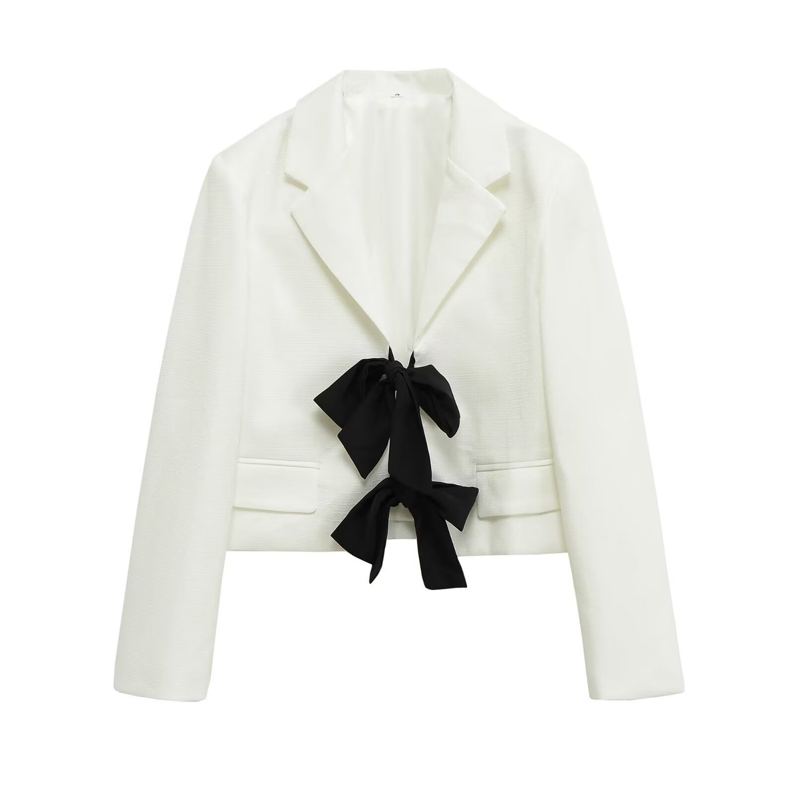 Veste de tailleur élégante à nœud papillon et blocs de couleurs pour femme Blazer KUN-00019