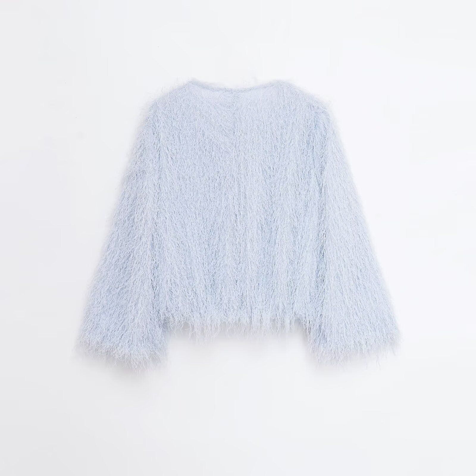 Women's Denim Fringe Jacket - Trendy Light Blue KUN-00126