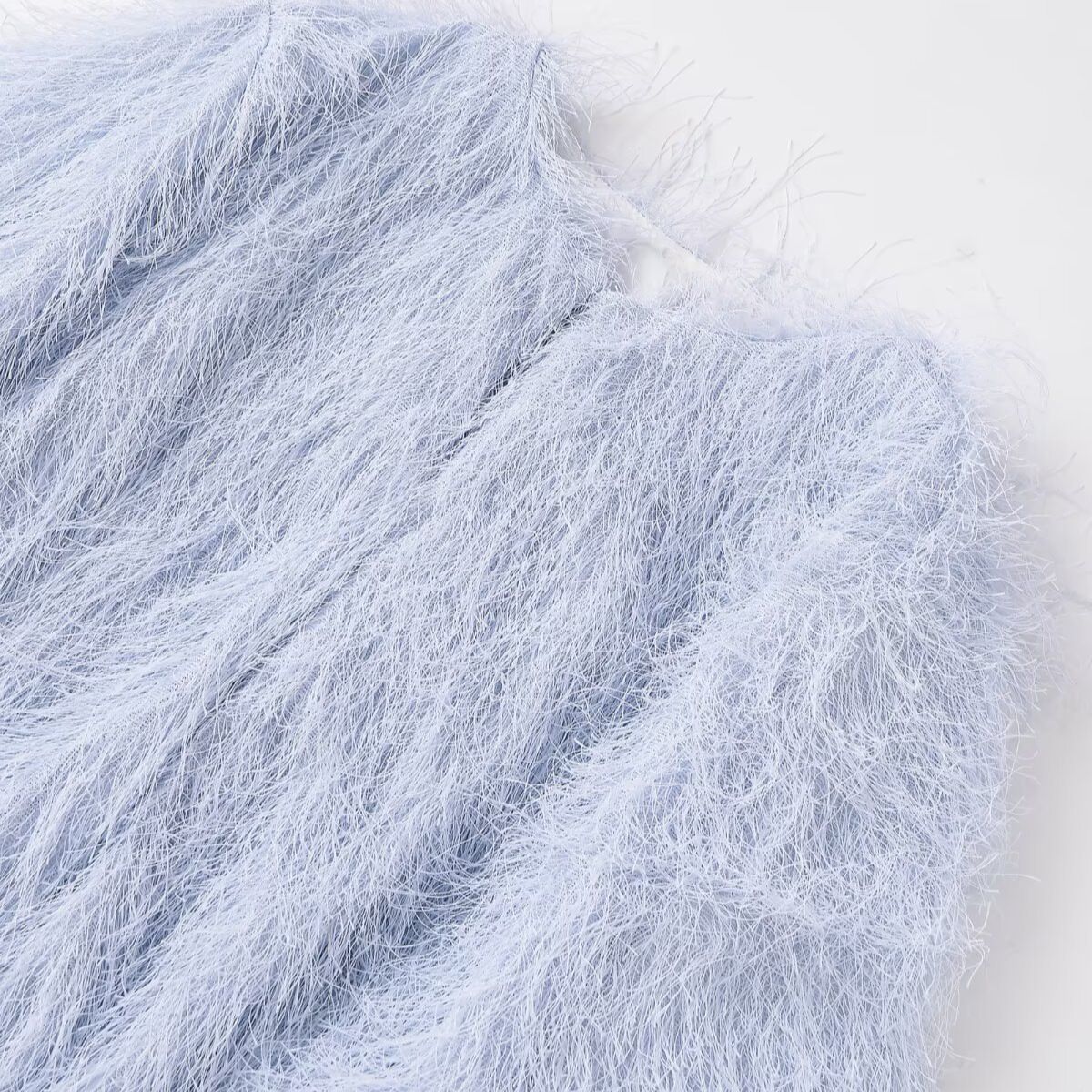 Women's Denim Fringe Jacket - Trendy Light Blue KUN-00126