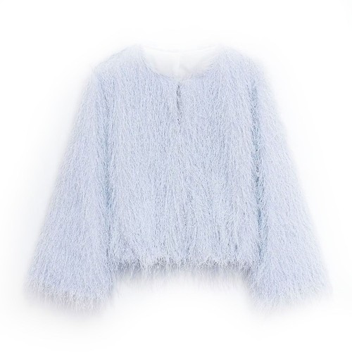 Women's Denim Fringe Jacket - Trendy Light Blue KUN-00126