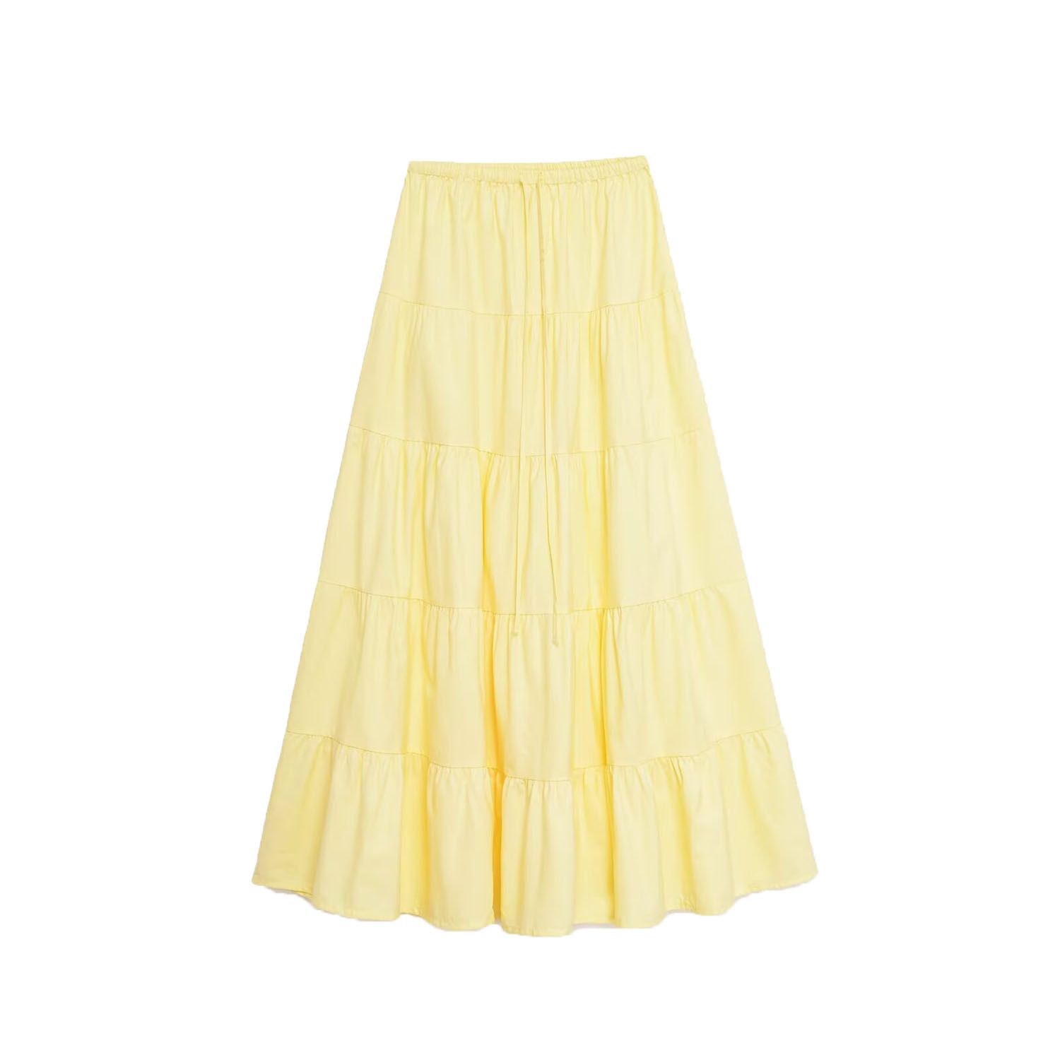 Cotton Midi Skirt - European Style High Waist KUN-00015