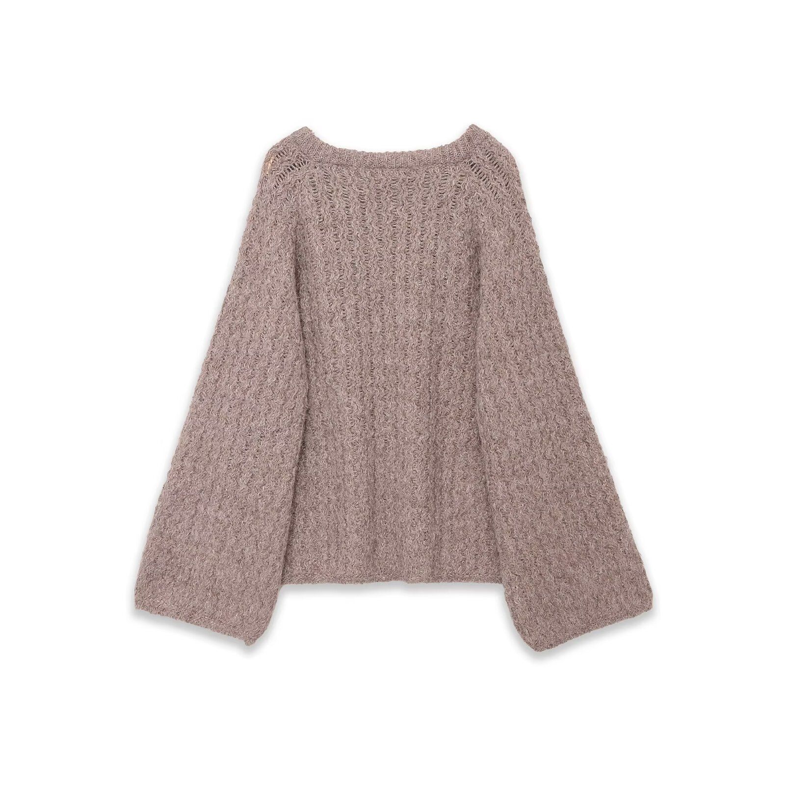 Knit Sweater Silk Ribbon Pullover Top KUN-00007