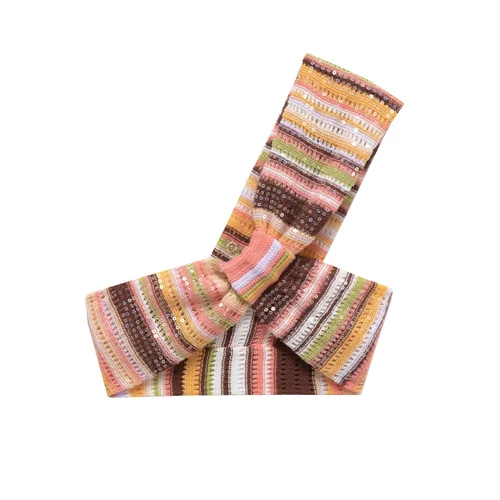 Completo composto da top con paillettes e abito a righe in maglia - Stile europeo di tendenza KUN-00064