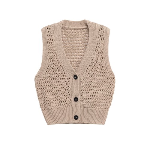Knit Vest Sleeveless V-Neck Cardigan Top KUN-00031