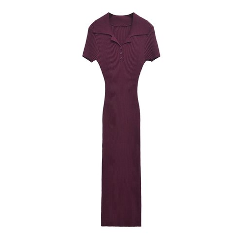 Ribbed Knit Maxi Dress - Classic European Style KUN-00003