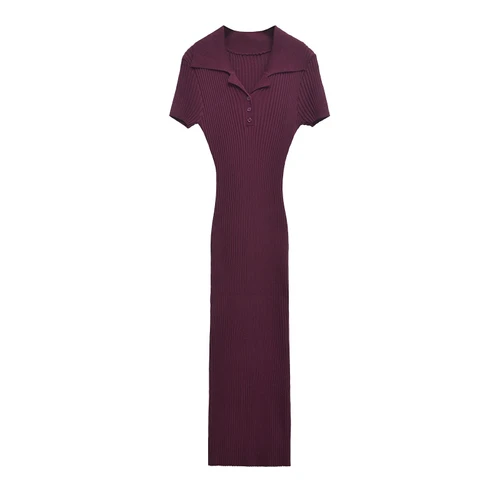 Ribbed Knit Maxi Dress - Classic European Style KUN-00003