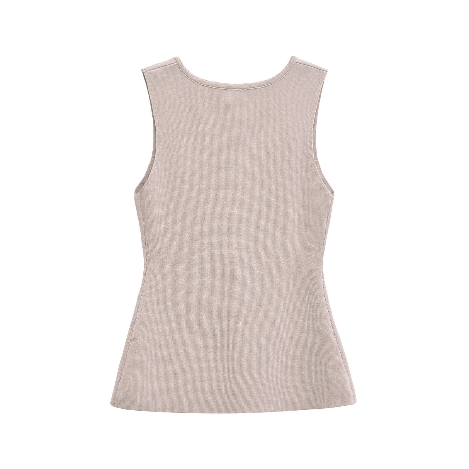 Soft Knit Tank Top Vest with Button Back Detail KUN-00118