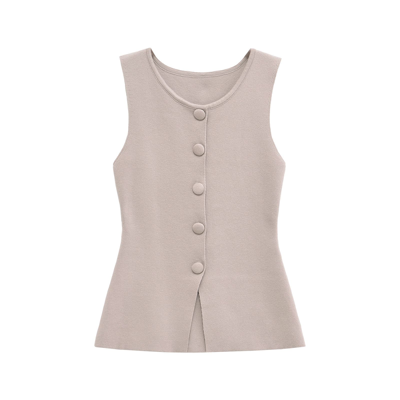 Soft Knit Tank Top Vest with Button Back Detail KUN-00118