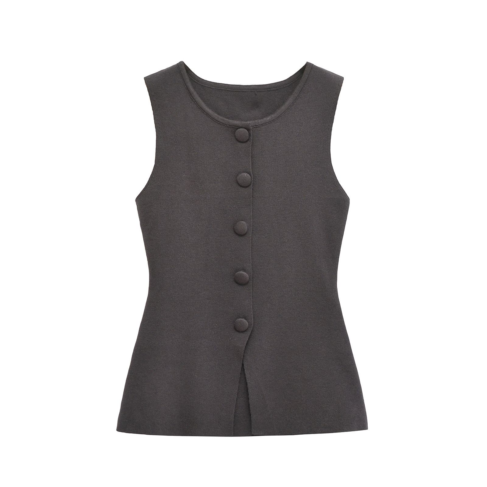 Soft Knit Tank Top Vest with Button Back Detail KUN-00118