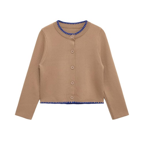 Cárdigan de punto - Suéter con bloques de color bordados KUN-00298