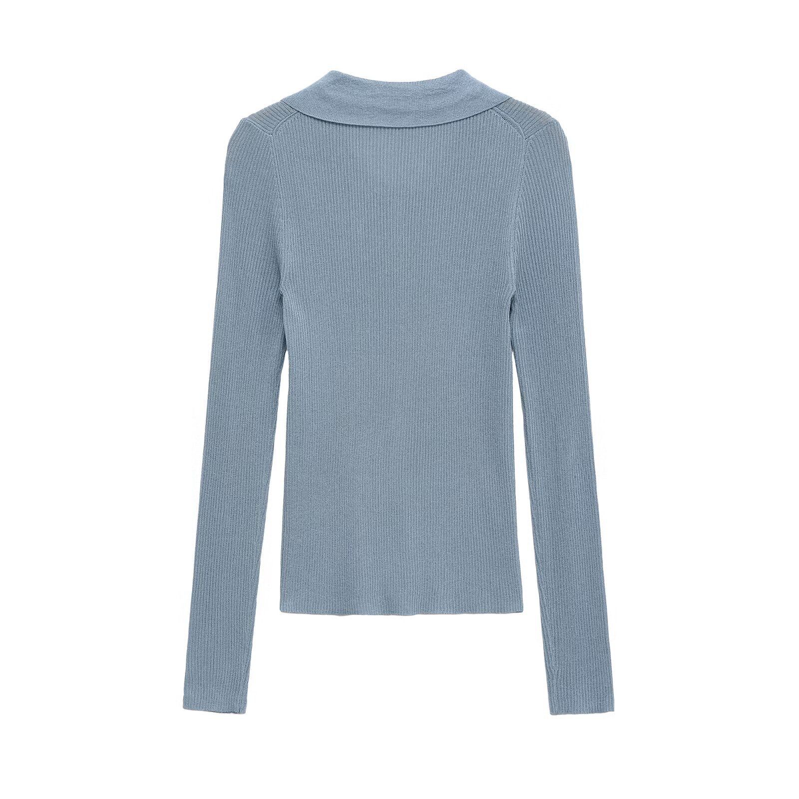 Knit Polo Shirt Metallic Thread - European Style KUN-00013