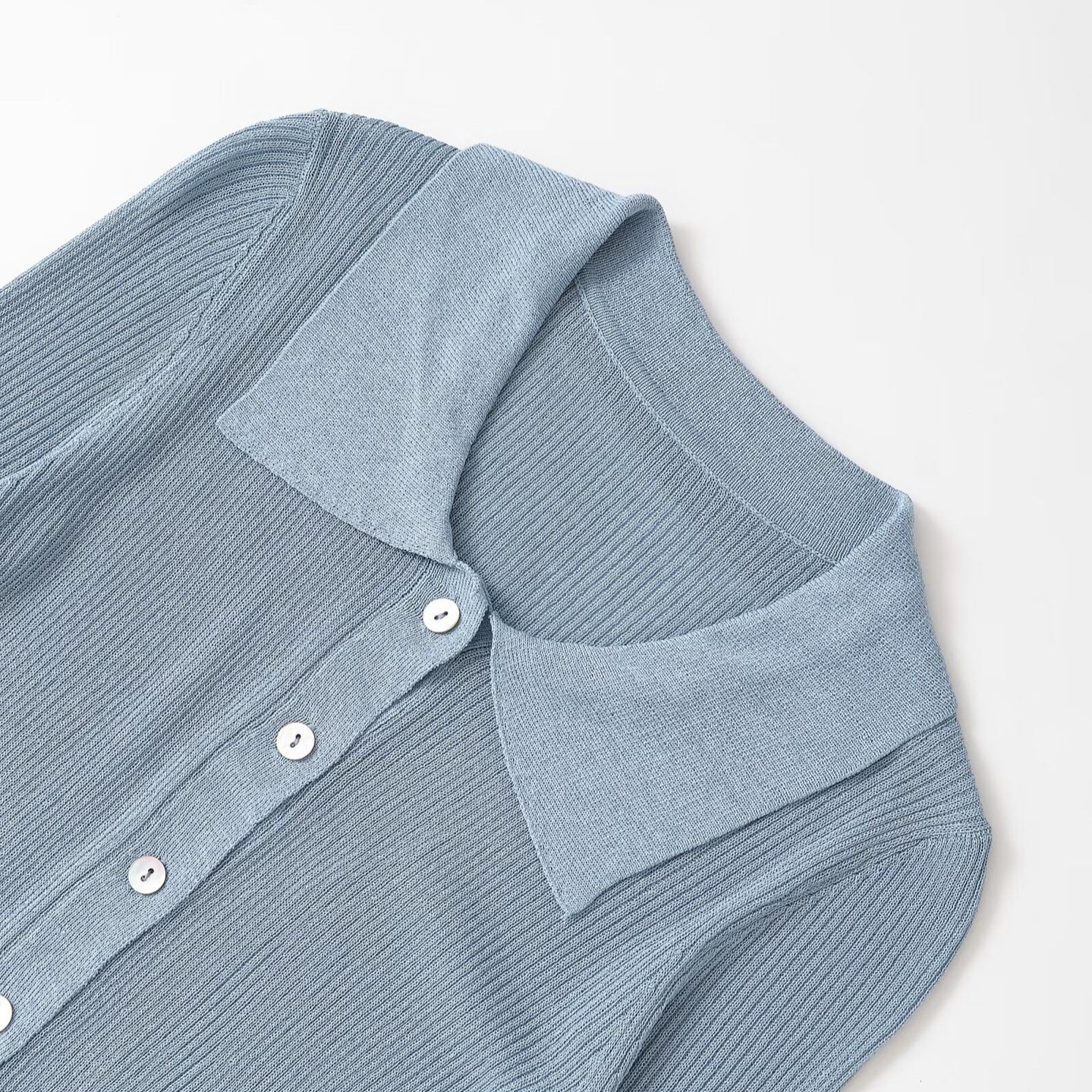 Knit Polo Shirt Metallic Thread - European Style KUN-00013