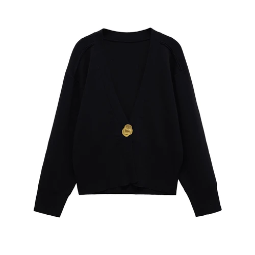 Cárdigan de punto con cuello en V Color sólido Moda KUN-00082